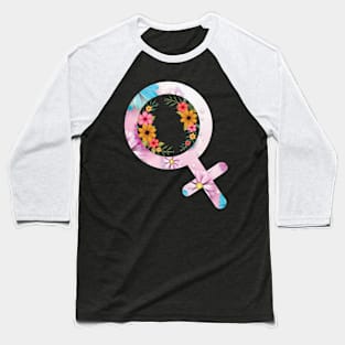 Flowery Feminist Baseball T-Shirt